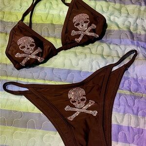 Black studded skull bikini